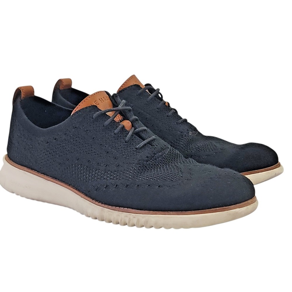 Cole Haan Original Grand StitchLite Men Size 8.5 M Black Knit Oxford Shoes